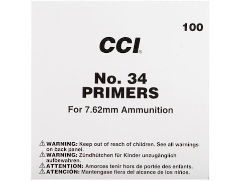 CCI Large Rifle 7.62mm NATO-Spec Military Primers #34 Box of 1000 (10 Trays of 100) CCI Large Rifle 7.62mm NATO-Spec Military Primers #34 Box of 1000 (10 Trays of 100)