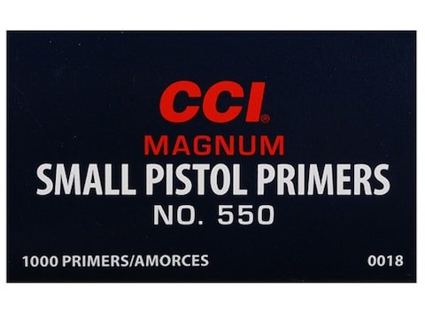 CCI Small Pistol Magnum Primers #550 Box of 1000 (10 Trays of 100) CCI Small Pistol Magnum Primers #550 Box of 1000 (10 Trays of 100)