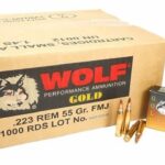 5.56×45 Ammo 55gr FMJ Wolf Gold Brass Case 1000 Round Case