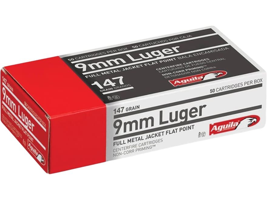 Aguila Ammunition 9mm Luger 147 Grain Full Metal Jacket Flat Nose Aguila Ammunition 9mm Luger 147 Grain Full Metal Jacket Flat Nose