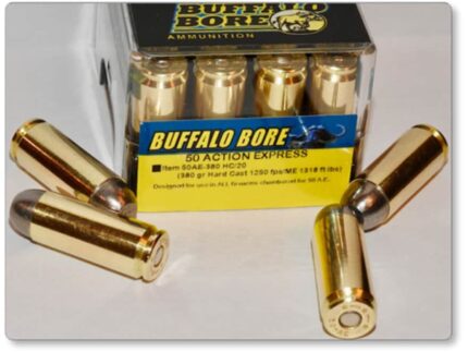 Buffalo Bore Ammunition 50 Action Express 380 Grain Hard Cast Lead Flat Nose Box of 20