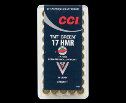 CCI Ammunition Varmint TNT Green Brass .17 HMR 16-Grain 50-Rounds HP