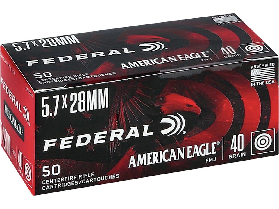 Federal American Eagle Ammunition 5.7x28mm FN 40 Grain Full Metal Jacket Federal American Eagle Ammunition 5.7x28mm FN 40 Grain Full Metal Jacket