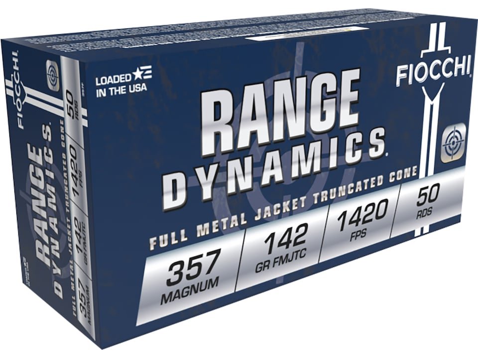 Fiocchi Range Dynamics Ammunition 357 Magnum 142 Grain Full Metal Jacket Truncated Cone Box of 50 Fiocchi Range Dynamics Ammunition 357 Magnum 142 Grain Full Metal Jacket Truncated Cone Box of 50