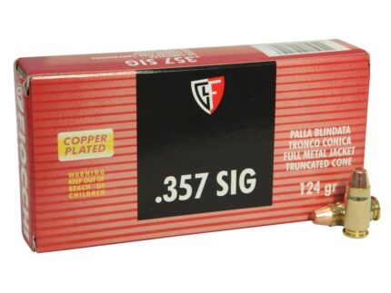 Fiocchi Range Dynamics Ammunition 357 Sig 124 Grain Full Metal Jacket Truncated Cone Box of 50