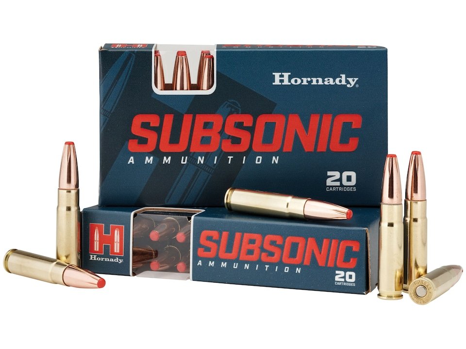 Hornady Subsonic Ammunition 300 AAC Blackout 190 Grain Sub-X FTX Box of 20 Hornady Subsonic Ammunition 300 AAC Blackout 190 Grain Sub-X FTX Box of 20