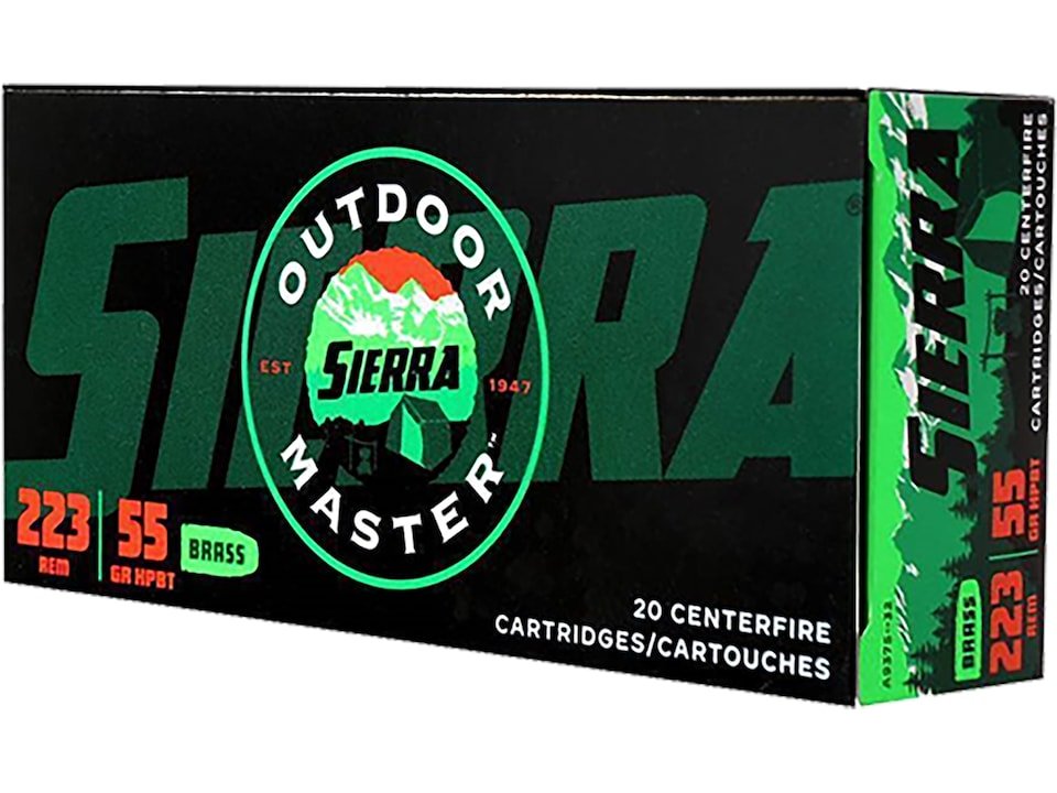 Sierra Outdoor Master Ammunition 223 Remington 55 Grain Jacketed Hollow Point Box of 20 Sierra Outdoor Master Ammunition 223 Remington 55 Grain Jacketed Hollow Point Box of 20