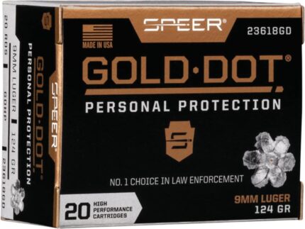 Speer Gold Dot Ammunition 9mm Luger 124 Grain Jacketed Hollow Point Box of 20