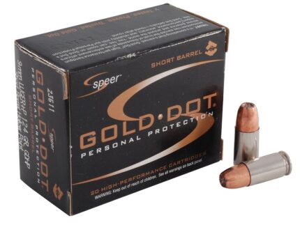 Speer Gold Dot Short Barrel Ammunition 9mm Luger +P 124 Grain Jacketed Hollow Point