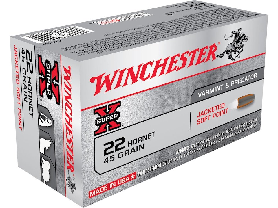 Winchester Super-X Ammunition 22 Hornet 45 Grain Soft Point Box of 50 Winchester Super-X Ammunition 22 Hornet 45 Grain Soft Point Box of 50