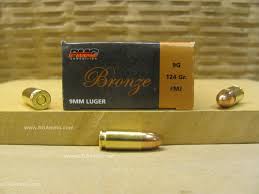cheap PMC Bronze 9mm 124 grain FMJ bullets