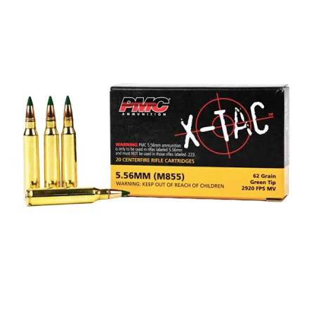 cheap PMC X-TAC 62 grain green tip .223 bullets